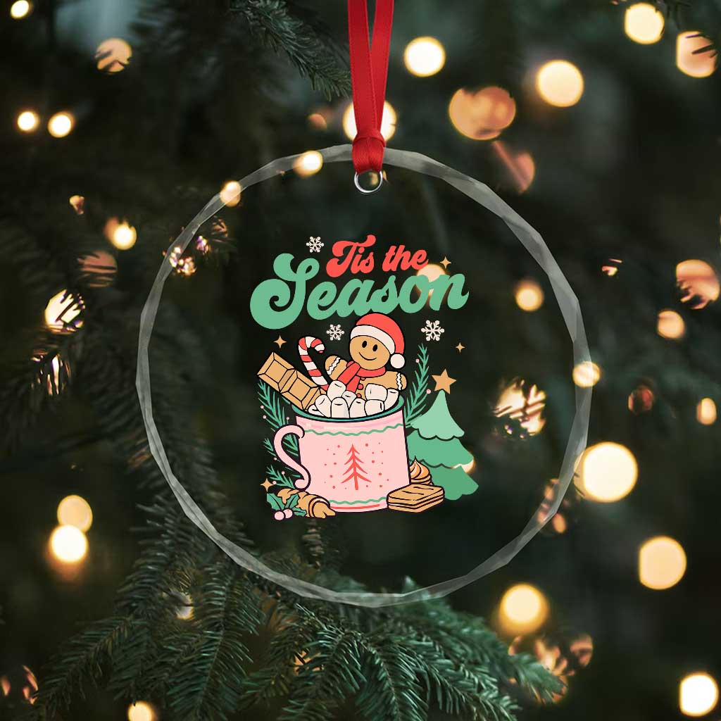 Tis The Season Xmas Crystal Glass Ornament Groovy Retro Gingerbread Hot Cocoa TS09 Print Your Wear