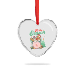 Tis The Season Xmas Heart Crystal Glass Ornament Groovy Retro Gingerbread Hot Cocoa TS09 Print Your Wear