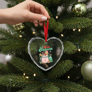 Tis The Season Xmas Heart Crystal Glass Ornament Groovy Retro Gingerbread Hot Cocoa TS09 Print Your Wear