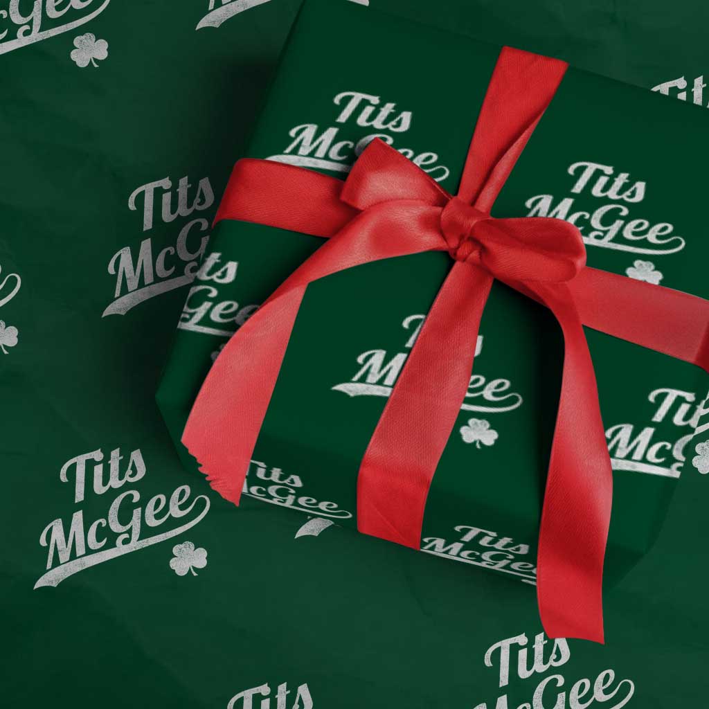 Tits McGee Wrapping Paper Roll Funny St Patricks Day Adult Humor Shamrocks TS11 Green Print Your Wear