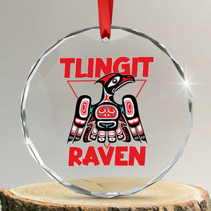 Tlingit Raven Totem Crystal Glass Ornament Alaska Native Tribal Art Design TS02 Transparent Glass 3'' Circle Print Your Wear