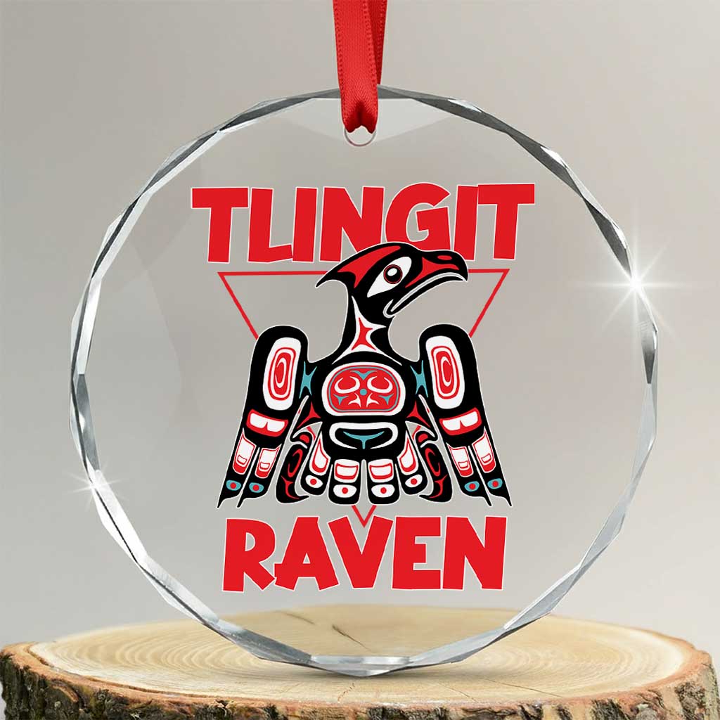 Tlingit Raven Totem Crystal Glass Ornament Alaska Native Tribal Art Design TS02 Transparent Glass 3'' Circle Print Your Wear