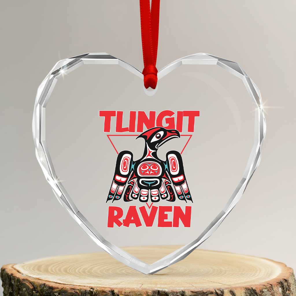 Tlingit Raven Totem Heart Crystal Glass Ornament Alaska Native Tribal Art Design TS02 Transparent Glass 3'' Heart Print Your Wear