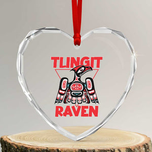 Tlingit Raven Totem Heart Crystal Glass Ornament Alaska Native Tribal Art Design TS02 Transparent Glass 3'' Heart Print Your Wear