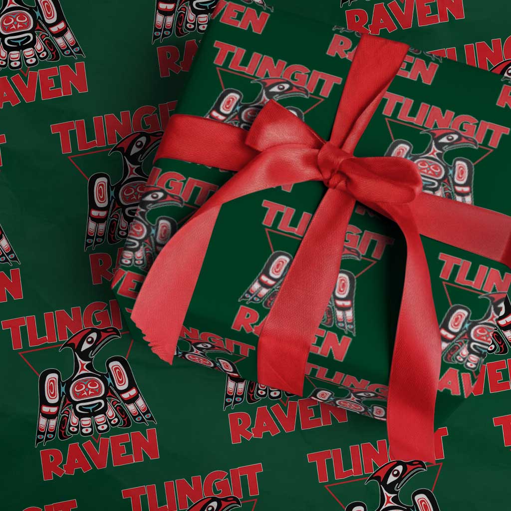 Tlingit Raven Totem Wrapping Paper Roll Alaska Native Tribal Art Design TS02 Green Print Your Wear