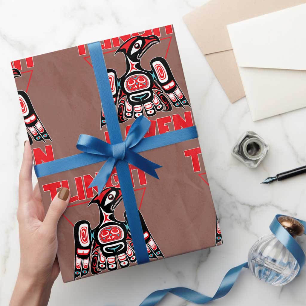 Tlingit Raven Totem Wrapping Paper Roll Alaska Native Tribal Art Design TS02 Mocha Print Your Wear