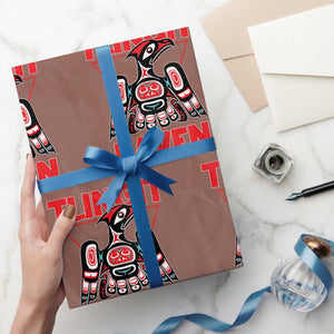 Tlingit Raven Totem Wrapping Paper Roll Alaska Native Tribal Art Design TS02 Mocha Print Your Wear