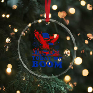Today We Boom 4th of July Bald Eagle Fireworks Crystal Glass Ornament