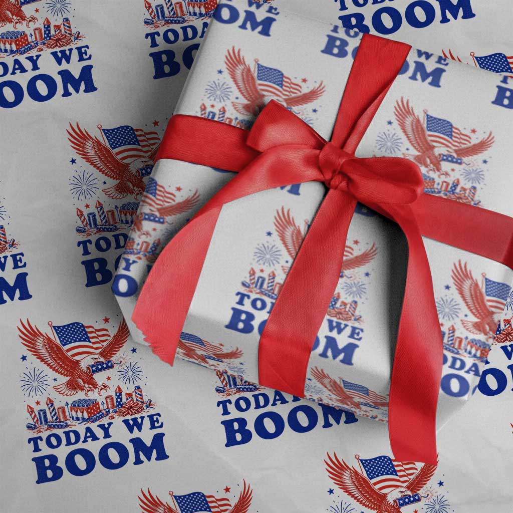 Today We Boom 4th of July Bald Eagle Fireworks Wrapping Paper Roll TS11 White Print Your Wear