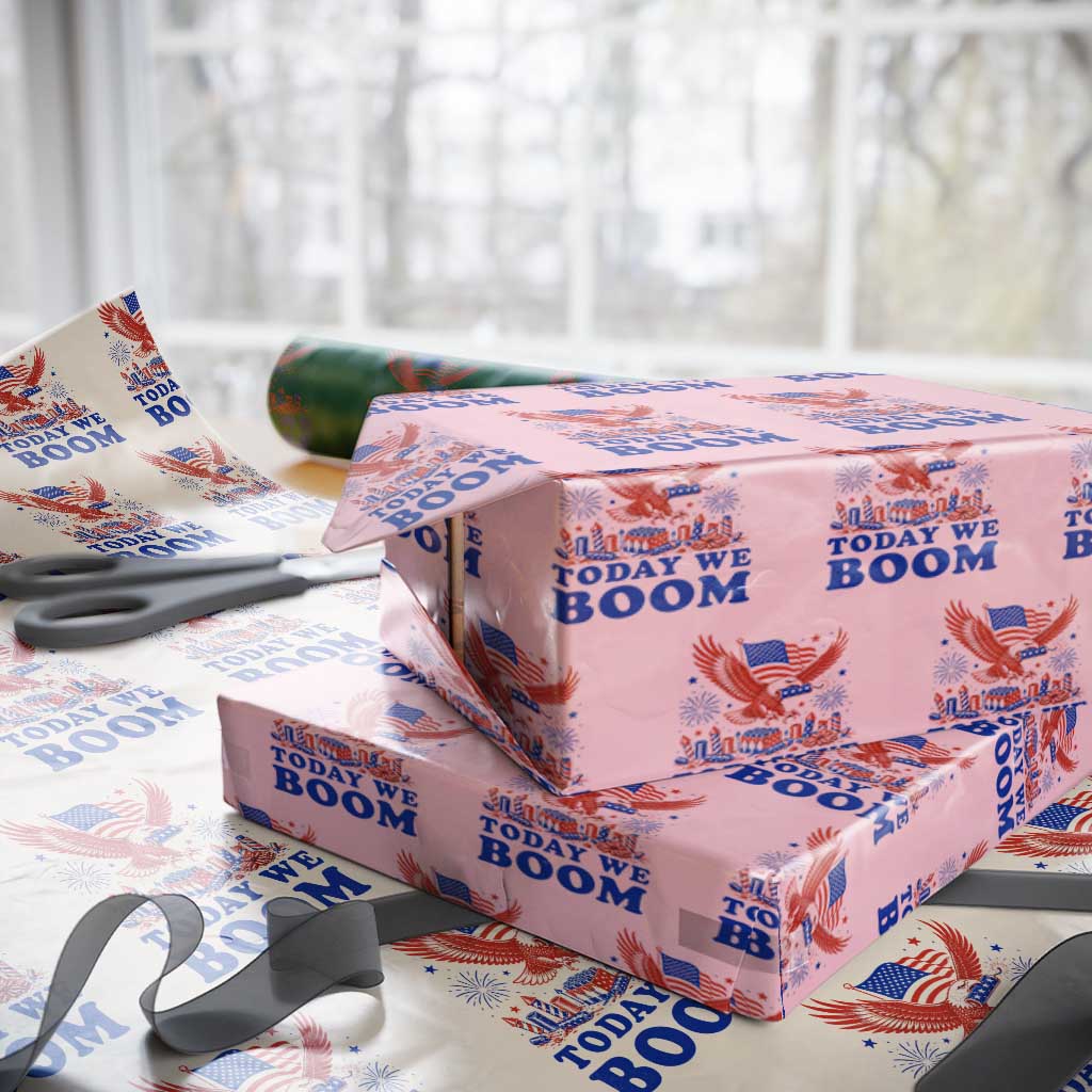 Today We Boom 4th of July Bald Eagle Fireworks Wrapping Paper Roll