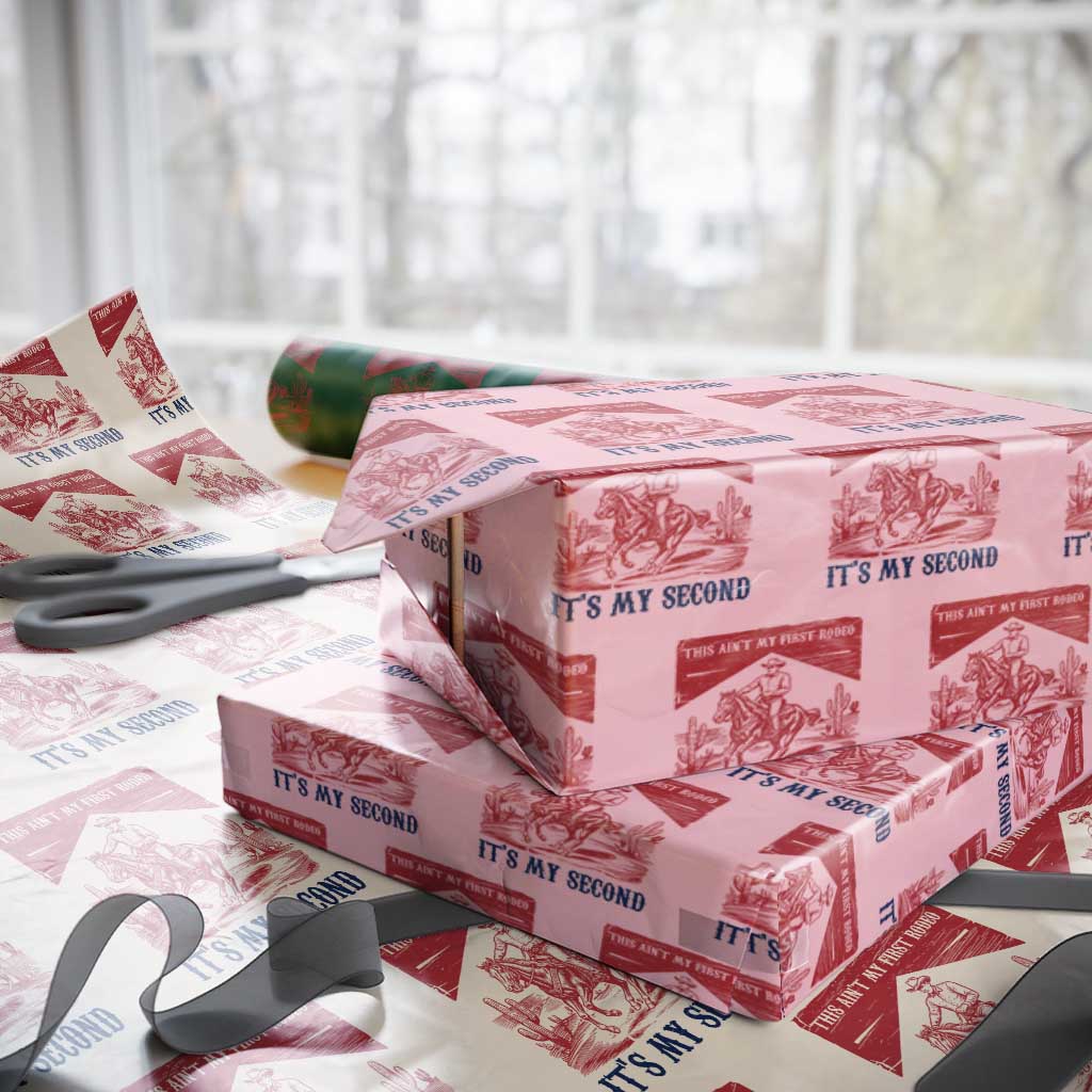 Toddler Baby Boy 2nd Birthday Wrapping Paper Roll This Aint My First Rodeo Its My Second TS10 Light Pink Print Your Wear