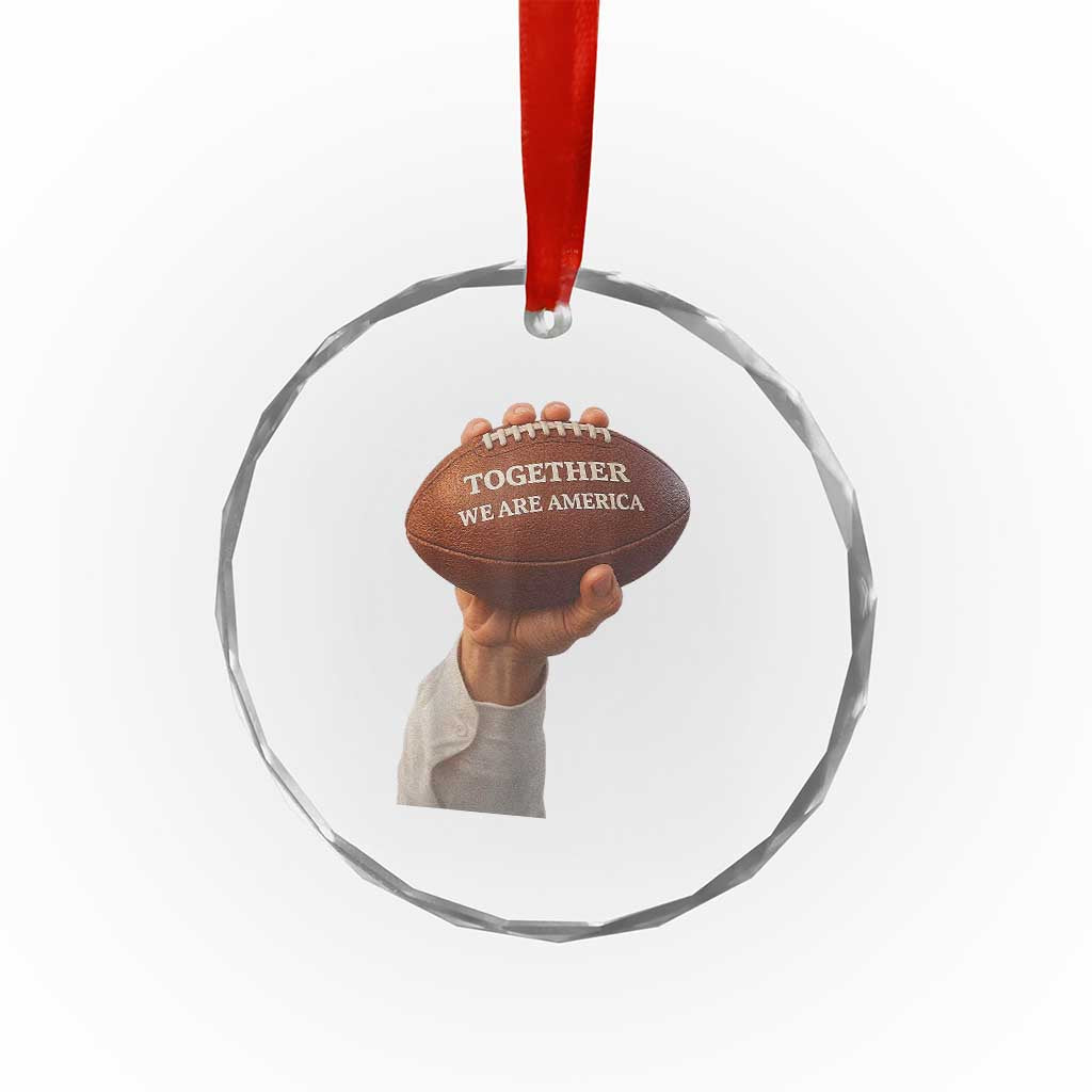 Together We Are America Bunny Holding Football Crystal Glass Ornament Unity Game Day Inspirational Quote TS02 Print Your Wear