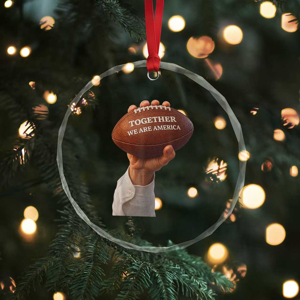 Together We Are America Bunny Holding Football Crystal Glass Ornament Unity Game Day Inspirational Quote TS02 Print Your Wear