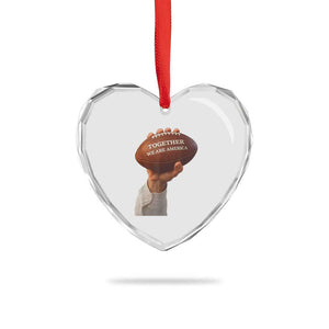 Together We Are America Bunny Holding Football Heart Crystal Glass Ornament Unity Game Day Inspirational Quote TS02 Print Your Wear