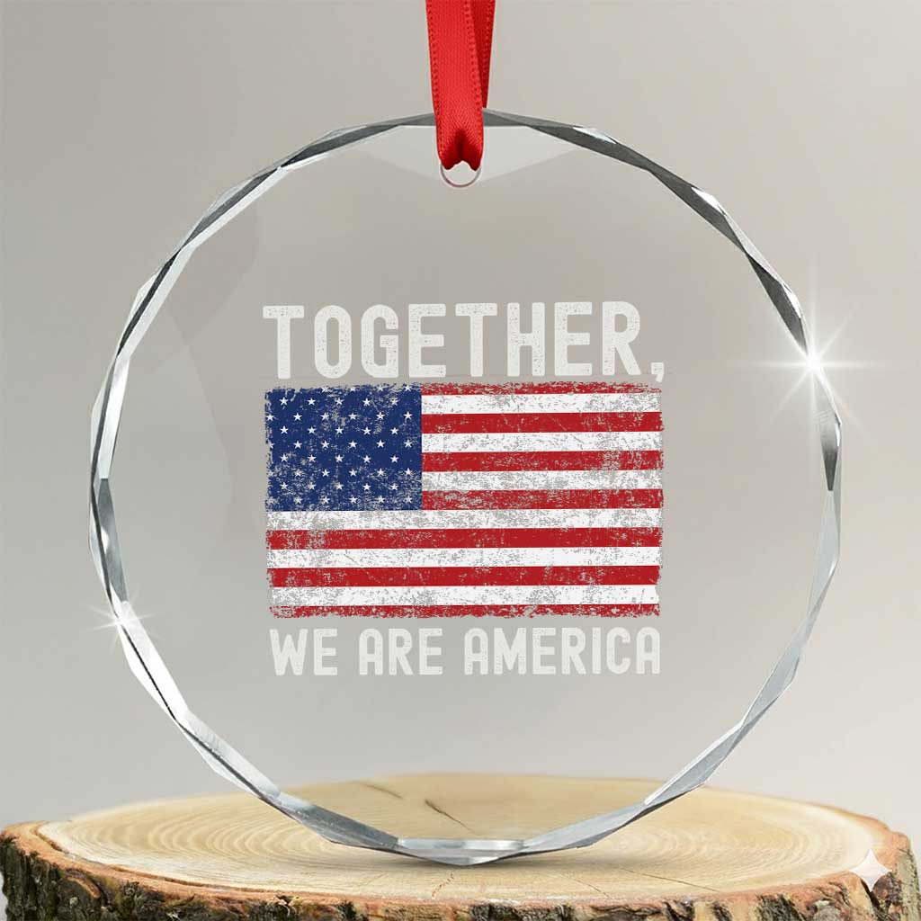 Together We Are America Vintage Football Crystal Glass Ornament Classic Patriotic Sports Bunny Inspirational Quote TS02 Transparent Glass 3'' Circle Print Your Wear