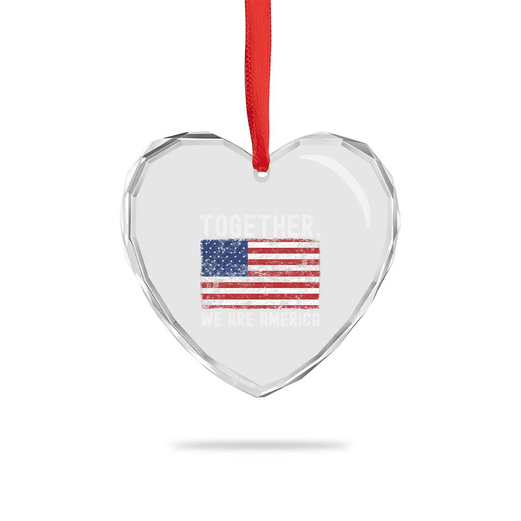 Together We Are America Vintage Football Heart Crystal Glass Ornament Classic Patriotic Sports Bunny Inspirational Quote TS02 Print Your Wear