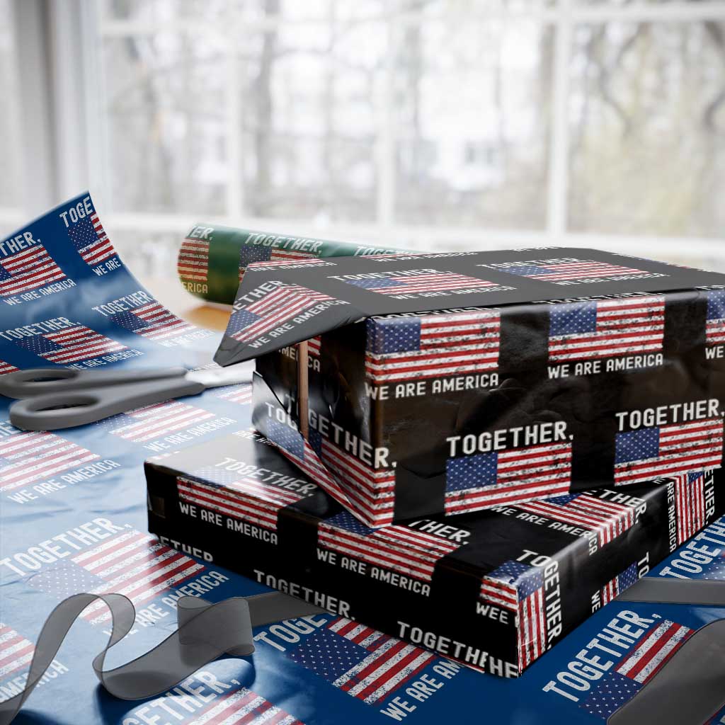 Together We Are America Vintage Football Wrapping Paper Roll Classic Patriotic Sports Bunny Inspirational Quote TS02 Black Print Your Wear