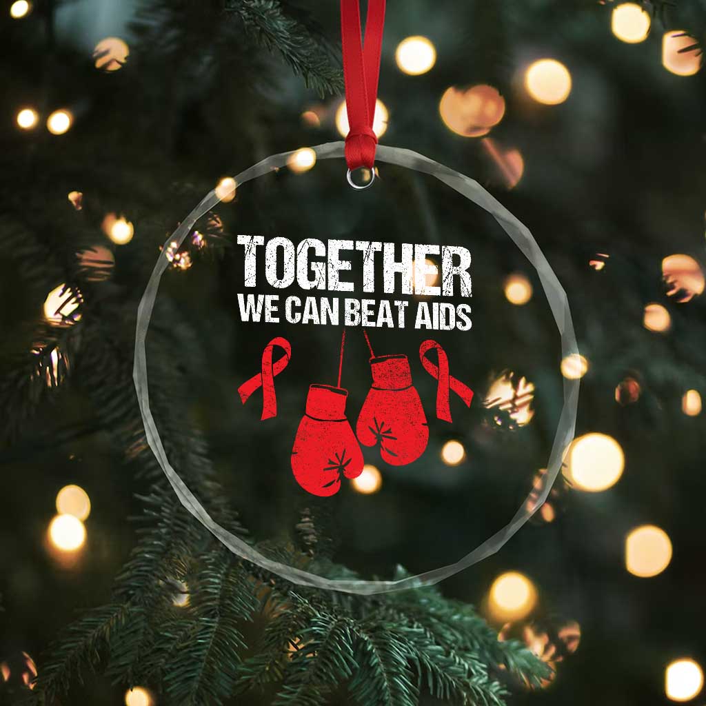 Together We Can Beat AIDS Crystal Glass Ornament Boxing HIV Awareness Gift TS12 Print Your Wear
