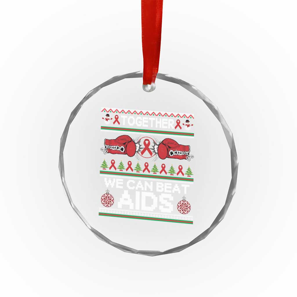Together We Can Beat AIDS Crystal Glass Ornament HIV Awareness Boxing Ugly Sweater Gift TS12 Print Your Wear