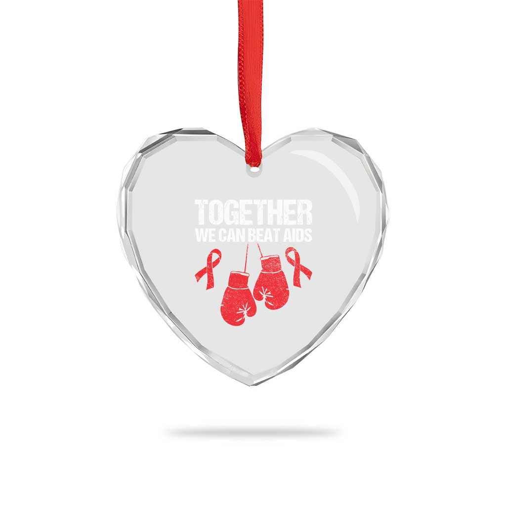 Together We Can Beat AIDS Heart Crystal Glass Ornament Boxing HIV Awareness Gift TS12 Print Your Wear