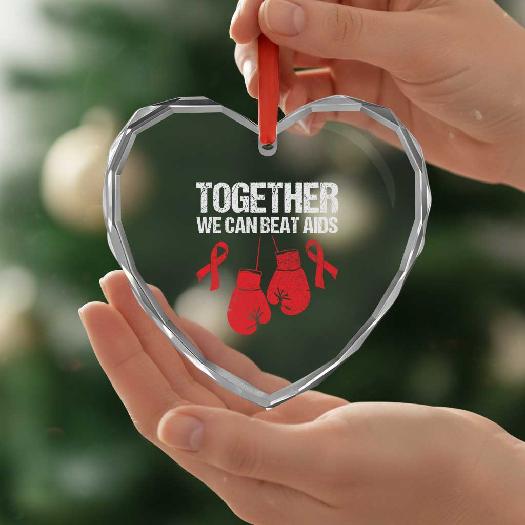 Together We Can Beat AIDS Heart Crystal Glass Ornament Boxing HIV Awareness Gift TS12 Print Your Wear