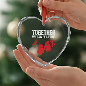 Together We Can Beat AIDS Heart Crystal Glass Ornament Boxing HIV Awareness Gift TS12 Print Your Wear