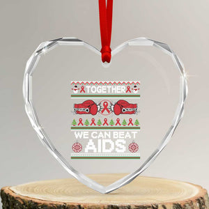 Together We Can Beat AIDS Heart Crystal Glass Ornament HIV Awareness Boxing Ugly Sweater Gift TS12 Transparent Glass 3'' Heart Print Your Wear