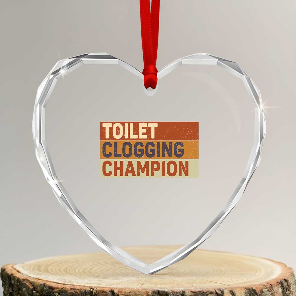 Toilet Clogging Champion Heart Crystal Glass Ornament TS10 Transparent Glass 3'' Heart Print Your Wear