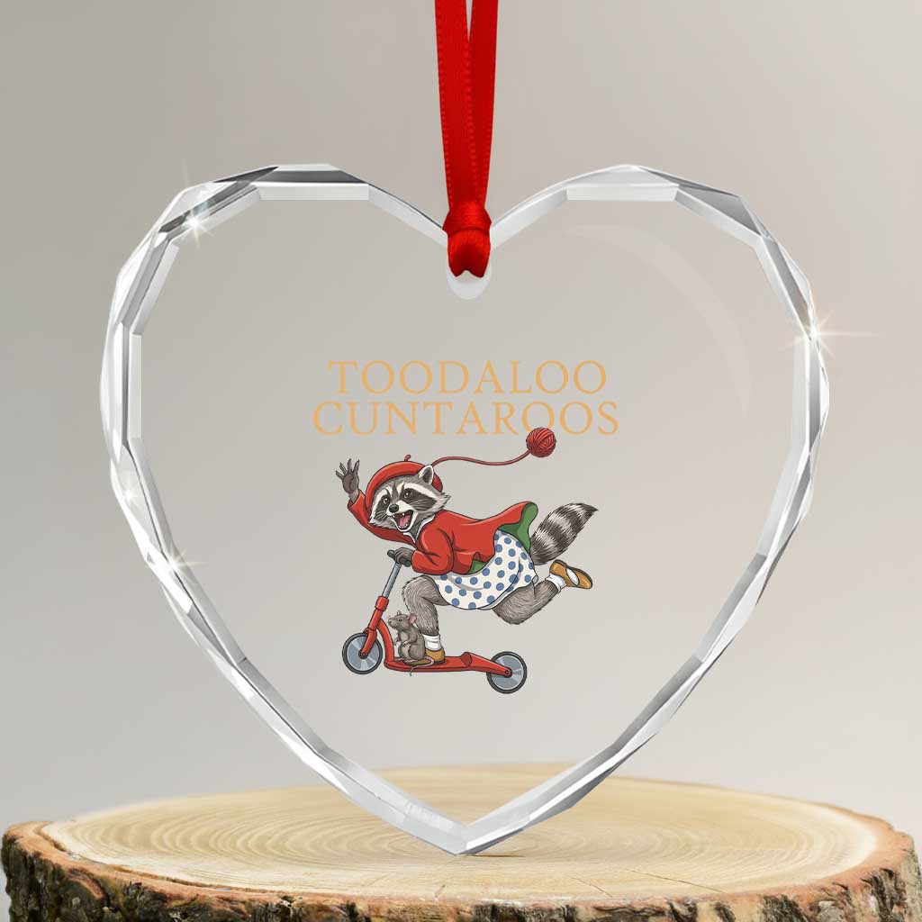Toodaloo Cuntaroos Heart Crystal Glass Ornament Funny Sarcastic Raccoon Inappropriate Meme TS14 Transparent Glass 3'' Heart Print Your Wear