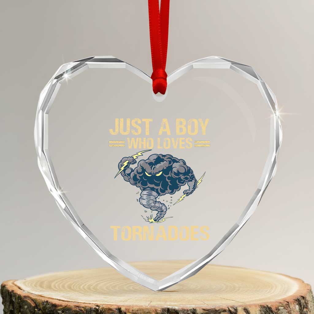Tornado Chaser Heart Crystal Glass Ornament Just A Boy Who Loves Tornadoes Storm Thunder TS11 Transparent Glass 3'' Heart Print Your Wear