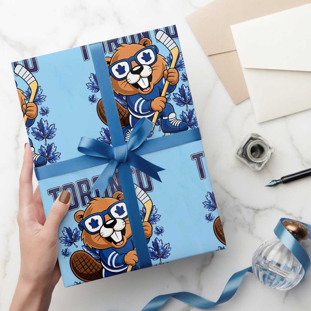 Toronto Ice Hockey Beaver Wrapping Paper Roll Canadian Pride Gift TS12 Light Blue Print Your Wear