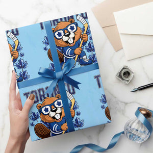 Toronto Ice Hockey Beaver Wrapping Paper Roll Canadian Pride Gift TS12 Light Blue Print Your Wear