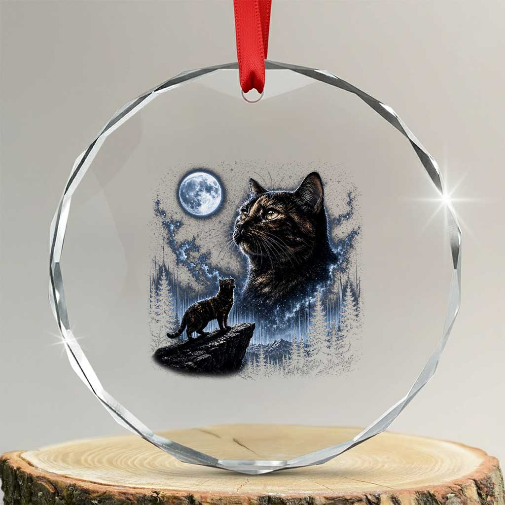 Tortoiseshell Cat Howling To The Moon Crystal Glass Ornament Tortie Cat Lover 90s Retro TS10 Transparent Glass 3'' Circle Print Your Wear