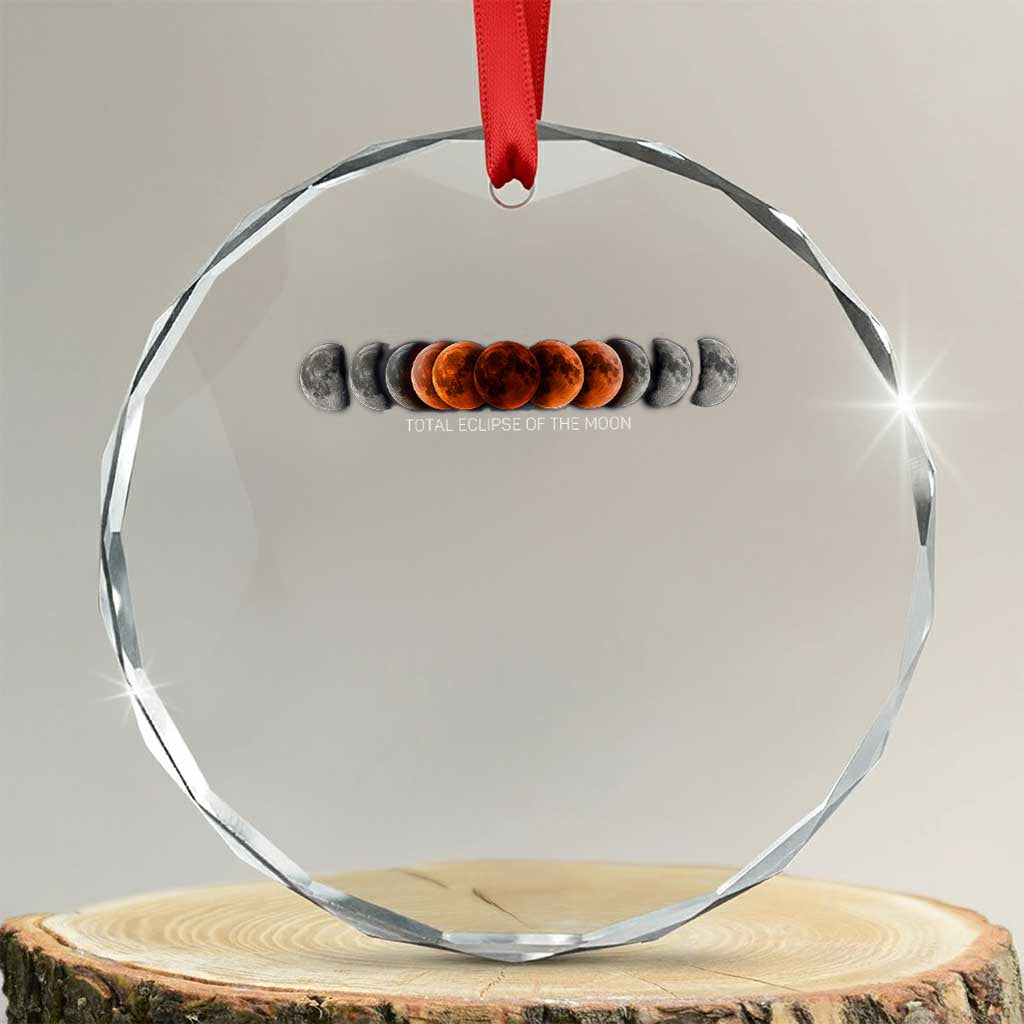Total Eclipse of the Moon Phases Crystal Glass Ornament Blood Moon Space Astronomy Celestial Graphic TS02 Transparent Glass 3'' Circle Print Your Wear