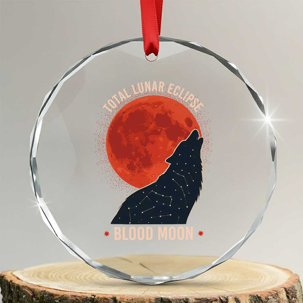 Total Lunar Eclipse March 3 2026 Crystal Glass Ornament Constellation Wolf Souvenir Graphic TS02 Transparent Glass 3'' Circle Print Your Wear