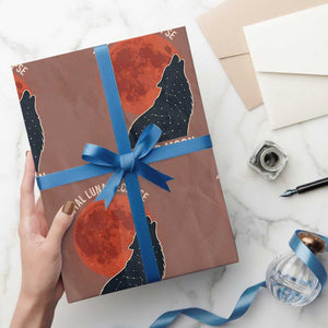 Total Lunar Eclipse March 3 2026 Wrapping Paper Roll Constellation Wolf Souvenir Graphic TS02 Mocha Print Your Wear