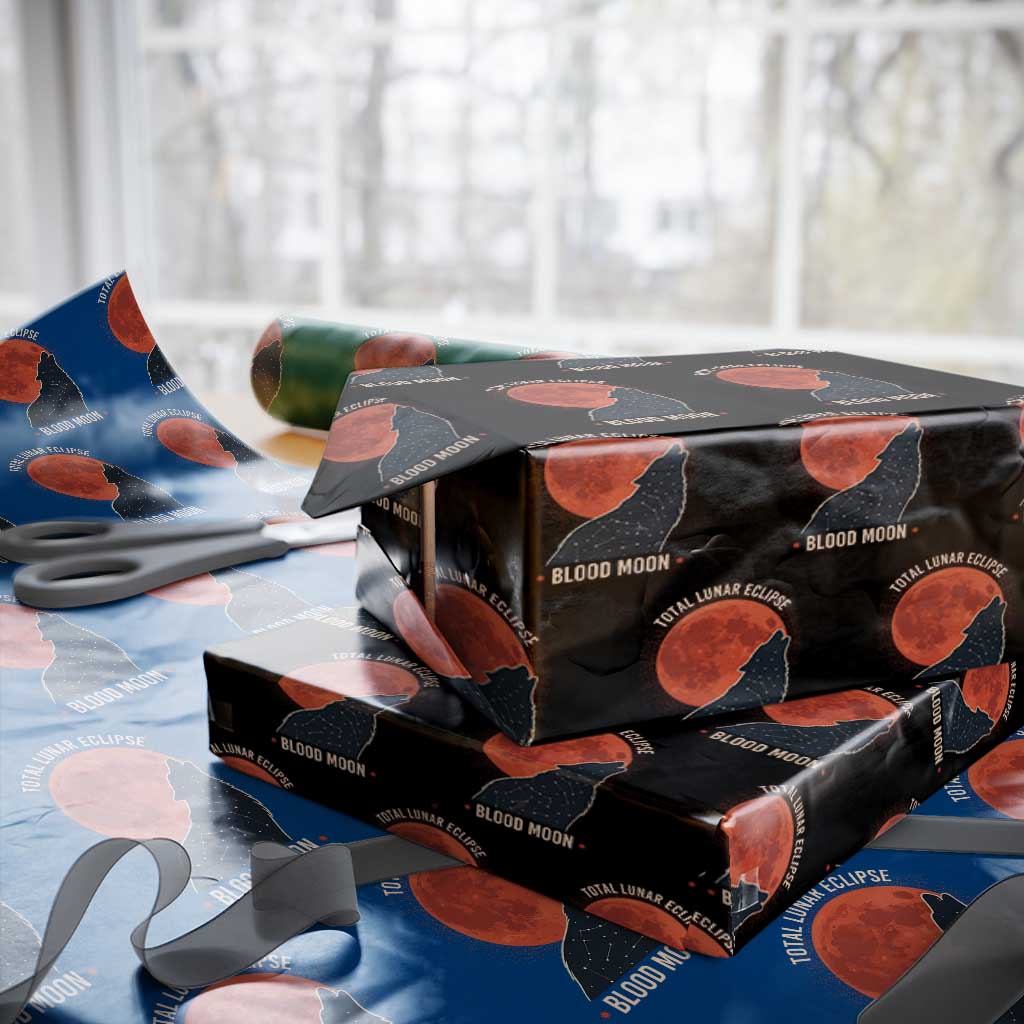 Total Lunar Eclipse March 3 2026 Wrapping Paper Roll Constellation Wolf Souvenir Graphic TS02 Black Print Your Wear