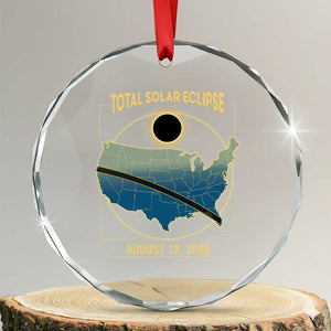 Total Solar Eclipse 2045 Crystal Glass Ornament American Totality Tour Map August 12 TS02 Transparent Glass 3'' Circle Print Your Wear