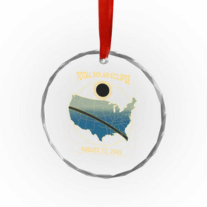 Total Solar Eclipse 2045 Crystal Glass Ornament American Totality Tour Map August 12 TS02 Print Your Wear
