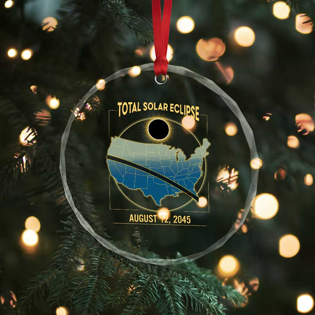 Total Solar Eclipse 2045 Crystal Glass Ornament American Totality Tour Map August 12 TS02 Print Your Wear