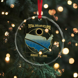 Total Solar Eclipse 2045 Crystal Glass Ornament American Totality Tour Map August 12 TS02 Print Your Wear