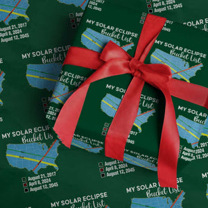 Total Solar Eclipse 2045 Wrapping Paper Roll My Totality Bucket List 2017 2024 2045 Tour Map TS02 Green Print Your Wear