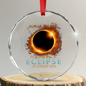 Total Solar Eclipse Crystal Glass Ornament 12th August 2026 Majorca Totality TS10 Transparent Glass 3'' Circle Print Your Wear
