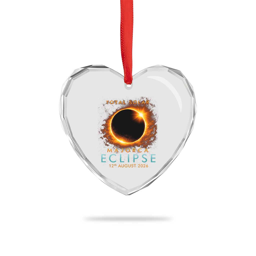 Total Solar Eclipse Heart Crystal Glass Ornament 12th August 2026 Majorca Totality TS10 Print Your Wear