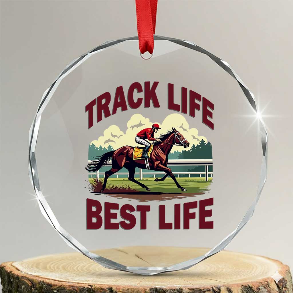 Track Life Best Life Horse Racing Enthusiast Crystal Glass Ornament Retro Jockey and Racehorse Trackside Southern Equestrian TS02 Transparent Glass 3'' Circle Print Your Wear
