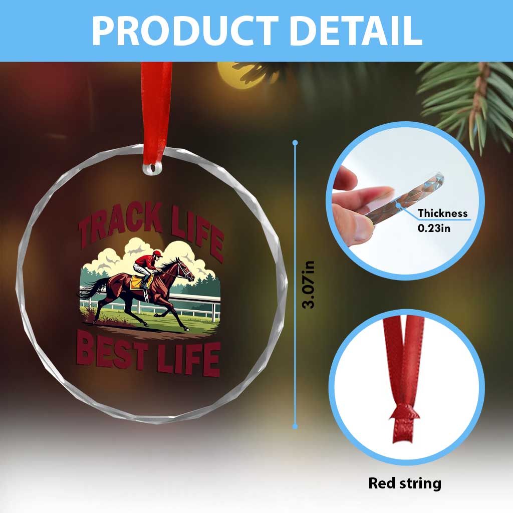 Track Life Best Life Horse Racing Enthusiast Crystal Glass Ornament Retro Jockey and Racehorse Trackside Southern Equestrian TS02 Print Your Wear
