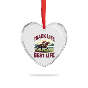 Track Life Best Life Horse Racing Enthusiast Heart Crystal Glass Ornament Retro Jockey and Racehorse Trackside Southern Equestrian TS02 Print Your Wear