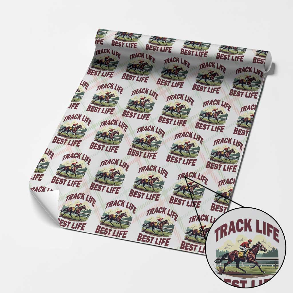 Track Life Best Life Horse Racing Enthusiast Wrapping Paper Roll Retro Jockey and Racehorse Trackside Southern Equestrian TS02 Christmas Plaid Print Your Wear