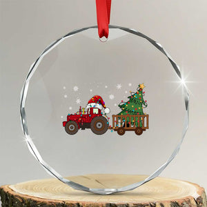 Tractor Xmas Crystal Glass Ornament Tree Lights Farmer Xmas Gift for Tractor Drivers TS10 Transparent Glass 3'' Circle Print Your Wear