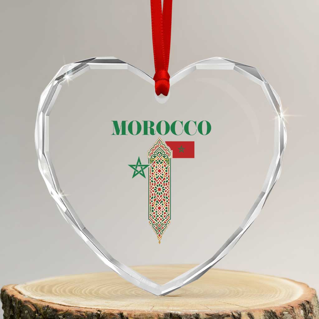 Traditional Moroccan Mosaic Archway Graphic Heart Crystal Glass Ornament Morocco Architecture Tile Pattern TS02 Transparent Glass 3'' Heart Print Your Wear